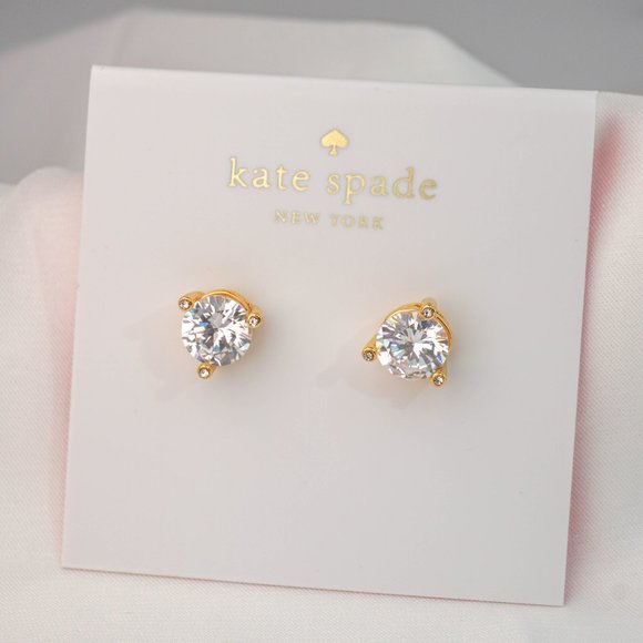 Kate Spade Brilliant Statements Tri Prong Studs + Dust Bag (Brand New)